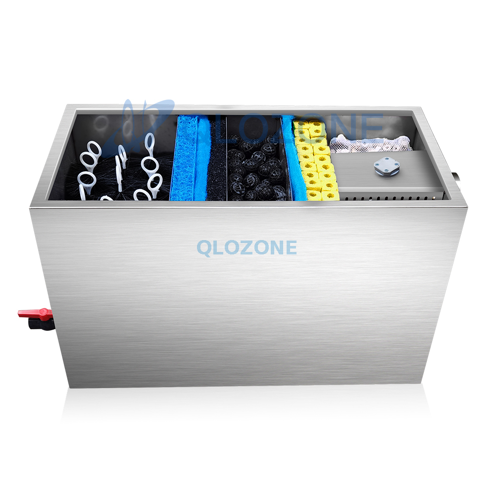 Qlozone outdoor koi fish pond filter system 3000L/H-12000L/H 304 Stainless Steel koi fish pond bio filter