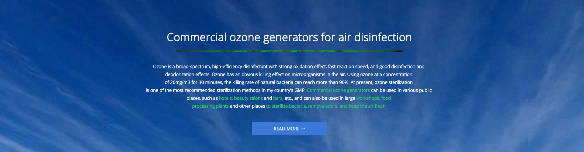 Commercial ozone generators for air disinfection